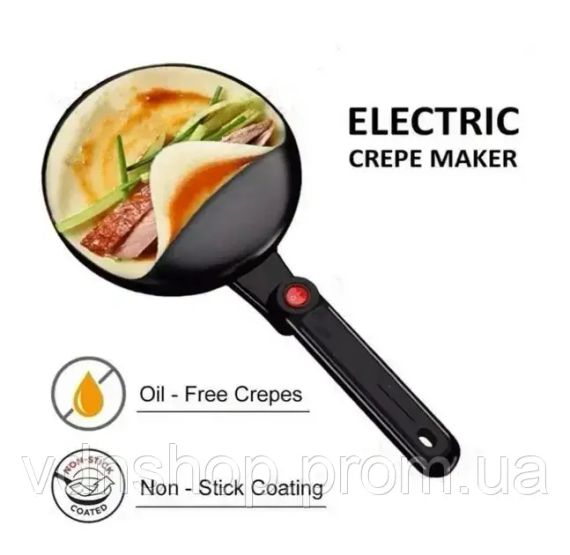 Електрична занурювальна сковорода для млинців з антипригарним покриттям 20 см електромлинниця SOKANY SK 5208 600 Вт Чорна | Зображення 5