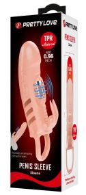 Удлиняющая насадка с вибростимуляцией ( на 2,5 см ) PRETTY LOVE - PENIS SLEEVE Sloane, BI-026243 Sex Aura