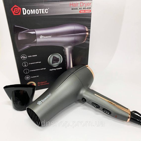 Електрофен для волосся з додатковими насадками Domotec, Фен з регулюванням температури і потоку повітря UM-47 | Зображення 6