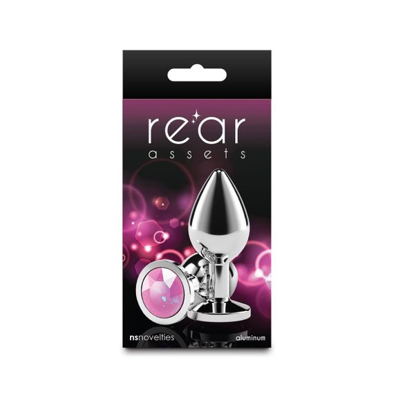 Анальна пробка NS Novelties Rear Assets — Silver — Medium — Pink Gem Sex Aura | Зображення 2