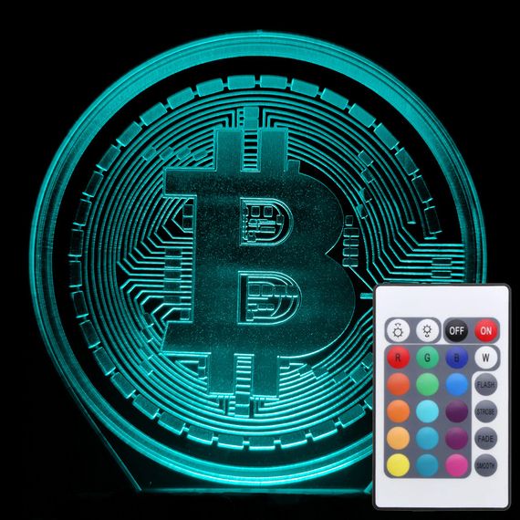 Акриловый светильник-ночник с пультом 16 цветов Биткоин tty-n001127