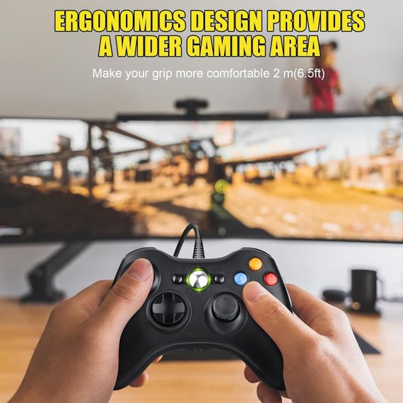 Контролер для ПК Xbox 360, ігровий USB-контролер, покращений дизайн, ергономічний кабельний контролер для X | Зображення 2