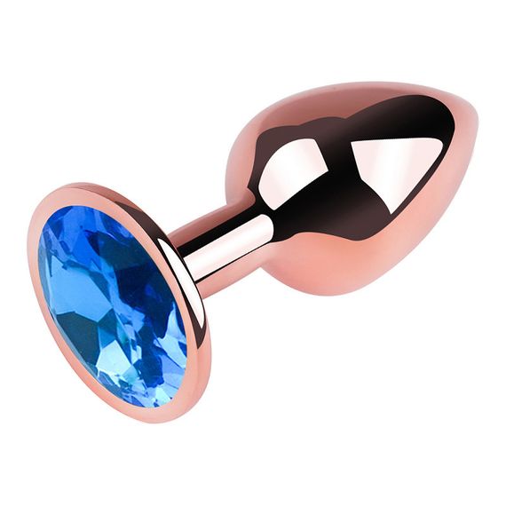 Анальна пробка з кристалом EGZO - Rose Gold Round Plug Blue size S Sex Aura | Зображення 2