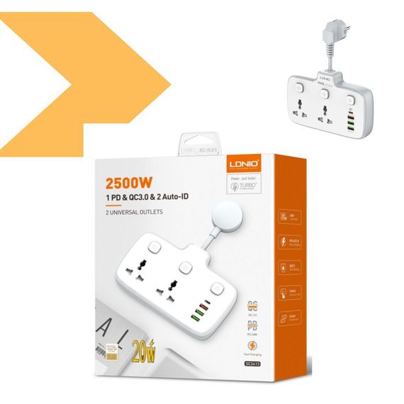 Універсальний мережевий подовжувач LDNIO SC2413 з 2 USB-портами та підтримкою PD і QC 3.0 (34396-01_316) | Зображення 1