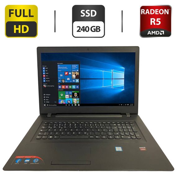 Ноутбук Б-клаcс Lenovo IdeaPad 110-17IKB / 17.3" (1600x900) TN / Intel Core i3-7100U (2 (4) ядра по 2.4 GHz) / 8 GB DDR4 / 240 GB SSD / AMD Radeon R5 M430, 2 GB GDDR3, 64-bit / WebCam / DVD-ROM б/у