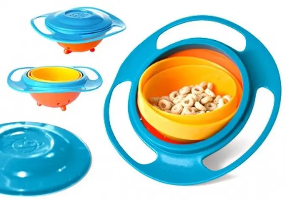Дитяча тарілка-непроливайка "Universal Gyro Bowl", тарілка непроливайка неваляшка, посуд для дітей | Зображення 6