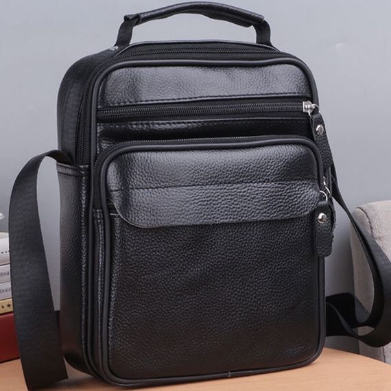 Чоловіча шкіряна барсетка через плече з ручкою чорна Bexhill Bx-66503