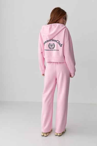 Вільний спортивний костюм з худі та прямими штанами - рожевий цвет, ONE SIZE (є розміри) | Зображення 1