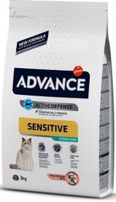 Корм Advance Cat Sterilized Salmon Sensitive сухой с лососем для стерилизованных кошек с чувствительным пищеварением 3 кг