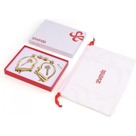 Наручники з коротким ланцюжком, металеві, золоті sexstyle | Зображення 5