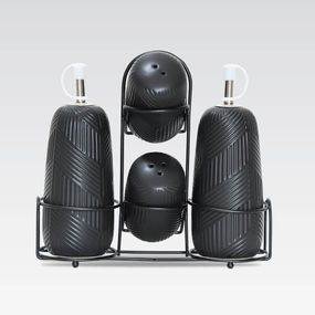 Набор для специй Maestro MR-20003-04S Geometry Black 4 керамические емкости с подставкой