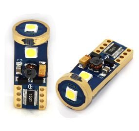 Біла світлодіодна автолампа T10 (W5W) White 3 Samsung 3030SMD Golden Canbus (No polarity)