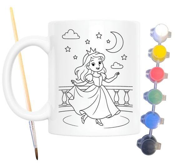 Набір для творчості кружка розмальовка Попелюшка (за мотивами казки Шарля Перро) 330 мл біла (КР0131) | Зображення 1
