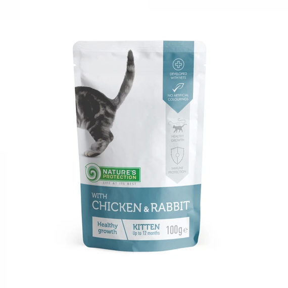 Вологий корм для кошенят з куркою і кроликом Nature's Protection Kitten with Chicken and Rabbit 100 г