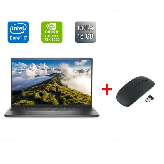 Игровой ноутбук Б-класс Dell Vostro 15 7510 / 15.6" (1920x1080) IPS / Intel Core i7-11800H (8 (16) ядер по 2.3 - 4.6 GHz) / 16 GB DDR4 / 512 GB SSD / nVidia GeForce RTX 3050, 4 GB GDDR6, 128-bit / WebCam / TouchID / Windows 11 б/у + Подарок Мышь / USB
