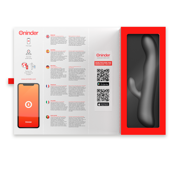 Смарт вибратор-кролик VIBRATION & ROTATION с подвижной головкой, черный Oninder (Испания) sexstyle | Зображення 6