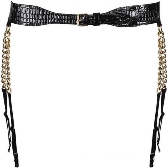 Пояс для чулок с цепями золотистого цвета Obsessive A767 черный, XL/XXL sexstyle | Зображення 2