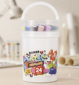 Акварельні маркери 24 Water color pen / Набір маркерів у білому відерці / Художні маркери