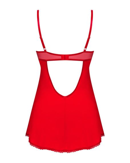 Пеньюар Obsessive Ingridia chemise & thong XL/2XL, червоний, Сорочка, стрінги Sex Aura | Зображення 3