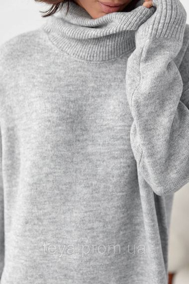 В'язане плаття oversize з високим горловиним кольором сірий розмір S FL_000905 | Зображення 3