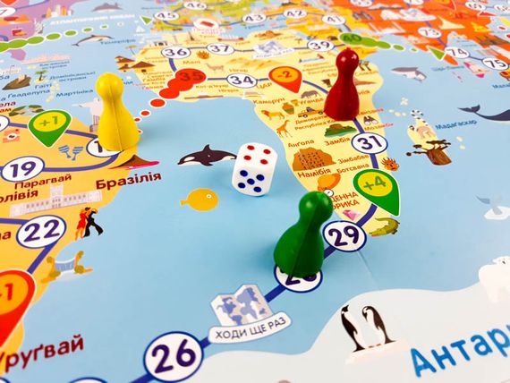 Детская настольная игра - ходилка "Путешествуем по миру" 127914 на  укр. языке | Зображення 1
