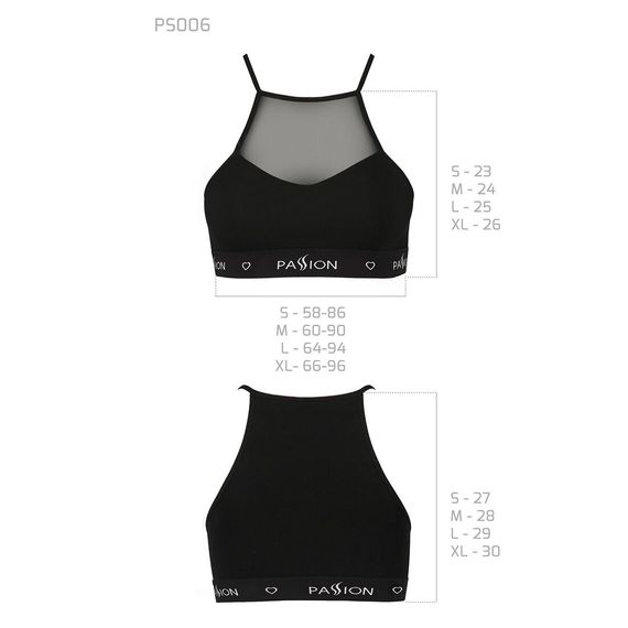 Спортивный топ с прозрачной вставкой Passion PS006 TOP M, black | Зображення 5