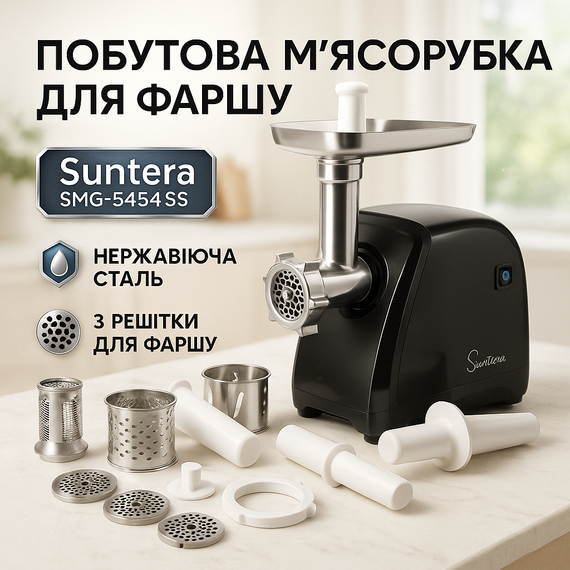 М'ясорубка для м'ясних виробів Suntera SMG-5454SS 2200 Вт М'ясорубка з функцією подрібнення 'яса TS-32