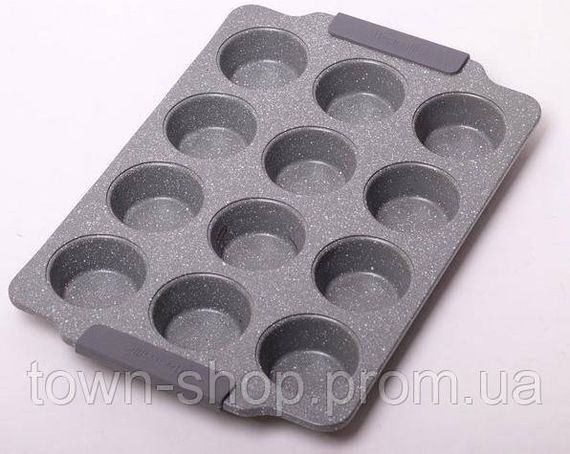 Форма для выпечки кексов Kamille Marble 38х26см, 12 ячеек KM-6039 | Зображення 1