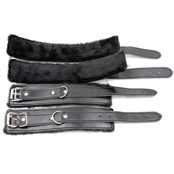 Набор БДСМ  «Love caresses» цвет черный, наручники, оковы, коннектор sexstyle | Зображення 6