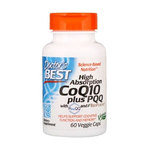 Коензим Doctor's Best High Absorption CoQ10 100 mg plus PQQ 20 mg with PureQQ and BioPERINE 60 Veg Caps