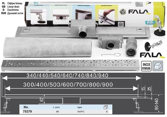 Трап для душу NAPO 80х7х5,2 см FALA-75379