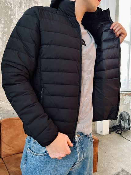 Мужская стеганая демисезонная куртка с капюшоном RD8777 цвет черный, размер M | Зображення 4