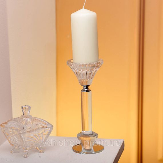 Підсвічник скляний на ніжці  6×17.3 см прозорий декоративний підсвічник на стіл HP-4-10S | Зображення 2
