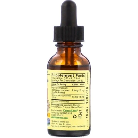 Эхинацея ChildLife Essentials, Echinacea, 1 fl oz 30 ml Natural Orange Flavor CDL10100 | Зображення 1