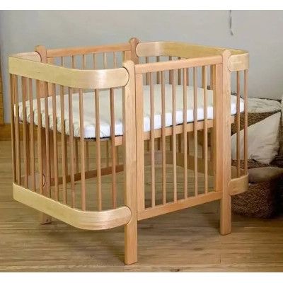 Кроватка Ingvart трансформер Nika 60 Slim с опускной боковинкой (60х94, 60х120) натуральная (8729001028)