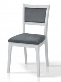 Стілець дерев'яний Фієста білий з м'яким сидінням і спинкою з оббивкою — тканина Канна 95 EximTextil (зібраний)