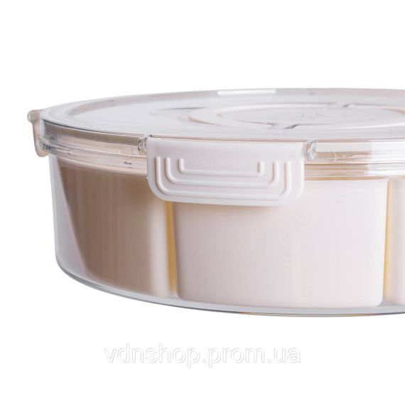 Контейнер для їжі з 9 відсіками пластиковий Ø29 см харчовий контейнер для зберігання їжі 3.5 л Бежевий HP-27-14 | Зображення 7