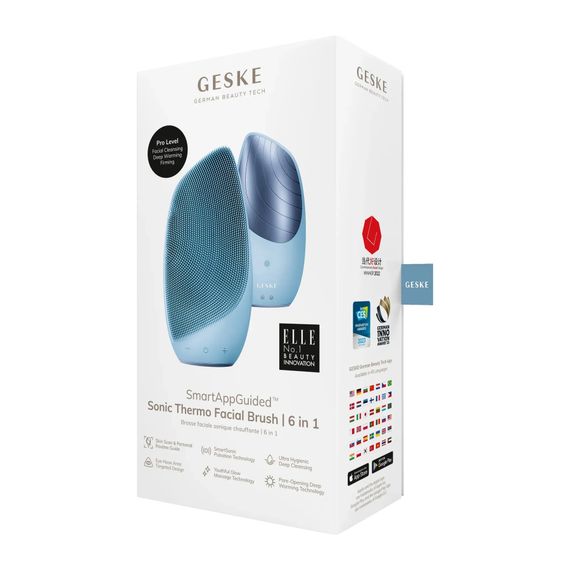 Електронна звукова термо щітка для обличчя GESKE Sonic Thermo Facial Brush 6в1 aquamarine | Зображення 7