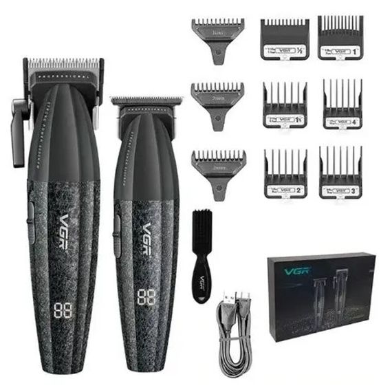 Профессиональный набор для стрижки волос VGR V-640 аккумуляторный Barber Combo PREMIUM. Цвет: черный