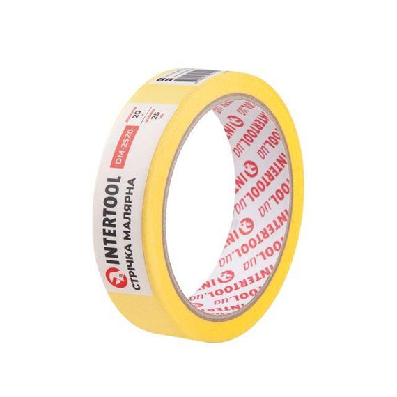 Стрічка малярська 25 мм, 20 м, жовта INTERTOOL DM-2520
