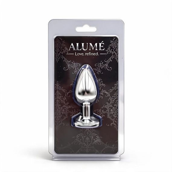 Анальна пробка, S, ALUME, срібляста з білим круглим камінцем, 7 × 3.2 см Sex Aura | Зображення 1