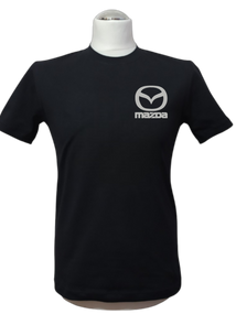 Чоловіча футболка трикотажна чорний із вишивкою логотипу марки мазда Mazda автомобілісту 54