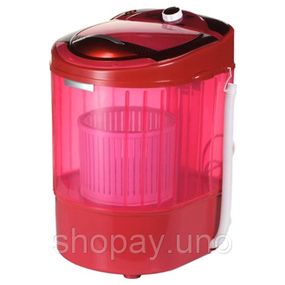 Пральна машина напівавтомат ViLgrand V135‑2550 Red 3.5 кг — вертикальна, центрифуга 300 об/хв, компактна 57×39×38 см, червоний