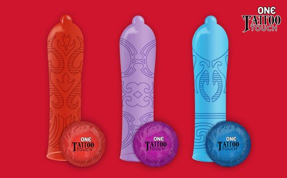 Набір презервативів з рельєфом у вигляді татуювання ONE Tattoo Touch (ціна за упаковку, 3 шт) Sex Aura | Зображення 2