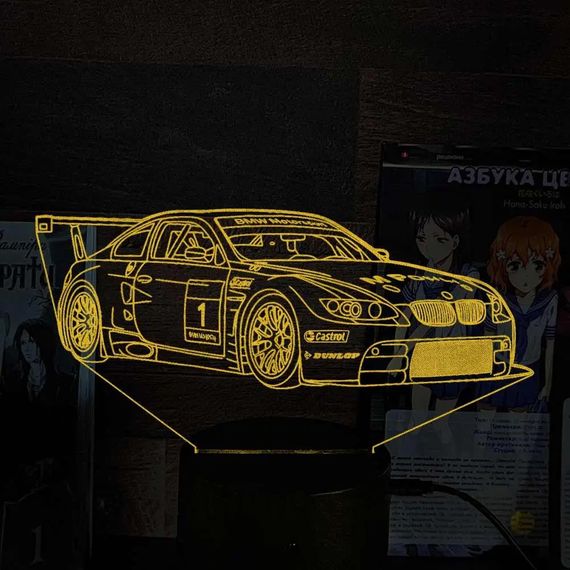 Акриловий світильник-нічник BMW M3 GT2 суперкар жовтий tty-n002231