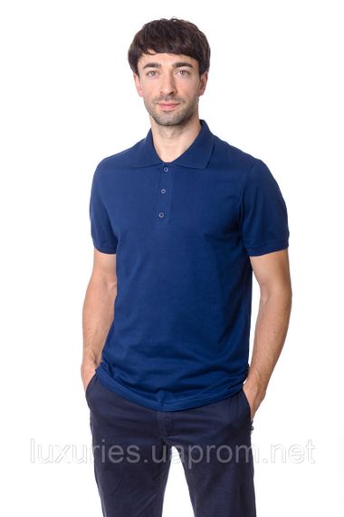 Футболка чоловіча ПОЛО - Синій Індіго  з манжетом з МІКРОЛАКОСТИ
