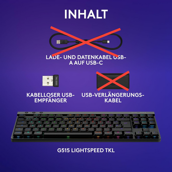 Бездротова ігрова клавіатура Logitech G G515 з RGB-підсвіткою, низькопрофільна механічна з лінійними перемикачами, QWERTZ чорна | Зображення 7