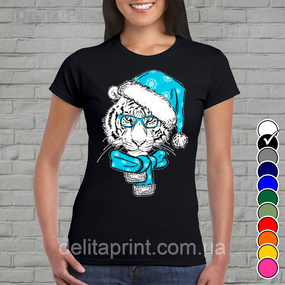Футболка з новорічним принтом "Новорічна Тигриця" Family Look Новий Рік
