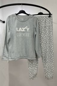 Флисовая пижама с длинными рукавами Primark Lazy Mode Light Gray Светло-серая S