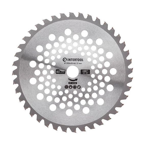 Ніж для мотокоси/тримера з твердосплавними напайками ø255, 40T, хвилеподібний INTERTOOL DT-2352